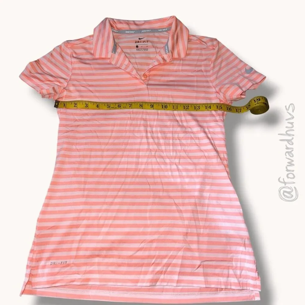 Nike Golf Dri-FIT Polo Pink Stripe Shirt - Small Spots - Size S